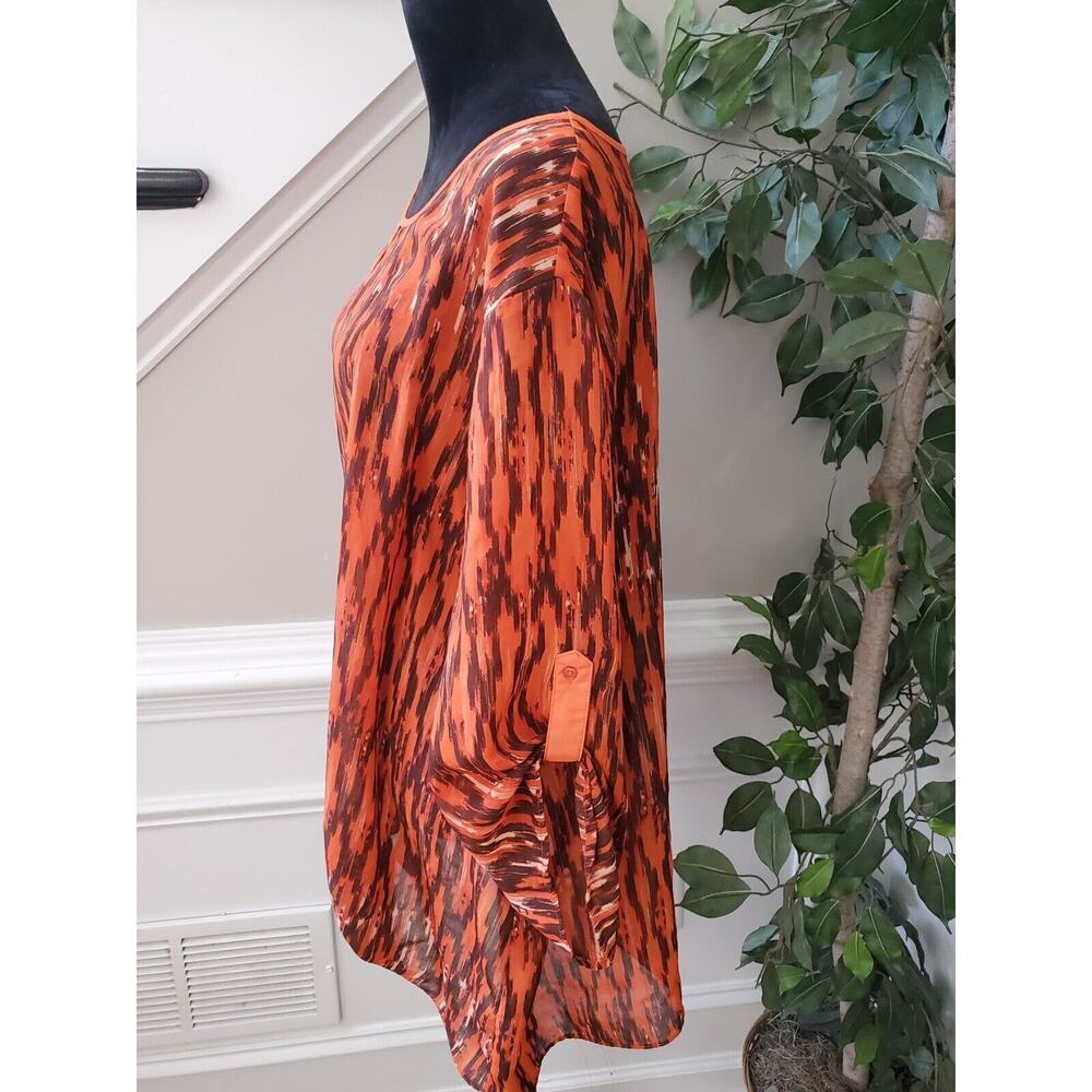 Cato Women's Orange 100% Polyester Round Neck Long Sleeve Top Blouse Size 26/28W - Picture 6 of 13